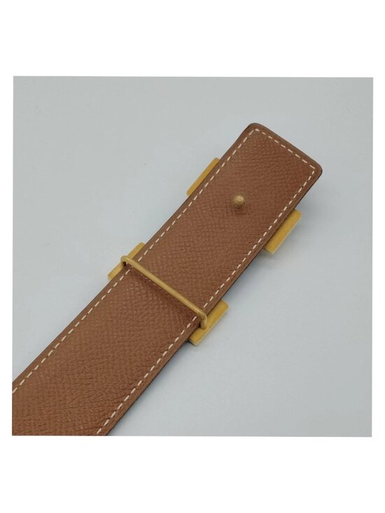 Authentic Hermès H Constance Reversible Black Brown Leather Belt Gold Buckle main image 6